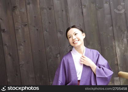 Teenage girl in Japanese dress