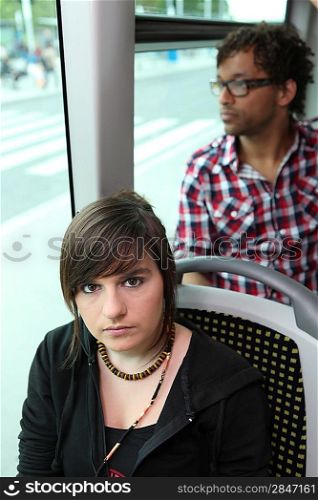 teenage girl in the bus