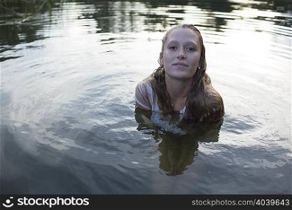 Teenage girl in the river