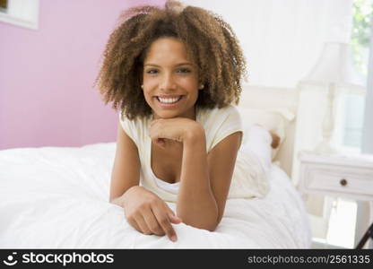 Teenage Girl Lying On Bed