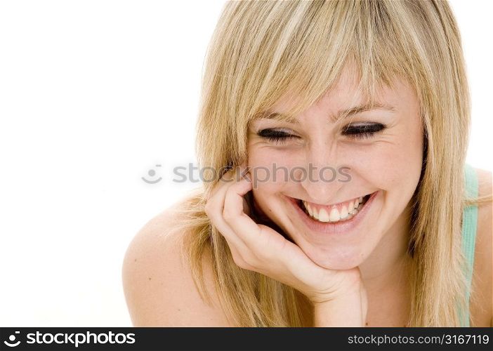 Teenage girl smiling in a bikini