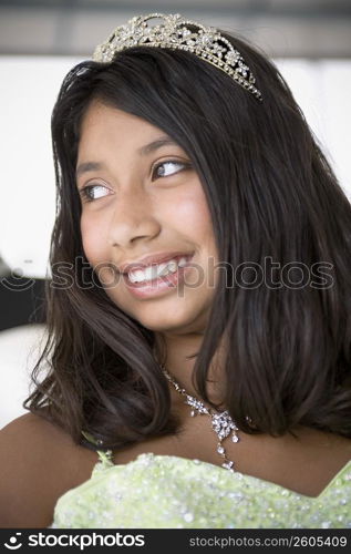 Teenage girl wearing tiara