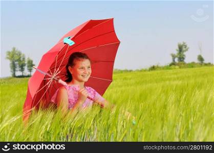 teenage girl with umbrella