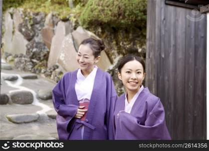 Teenage girls in Japanese dress