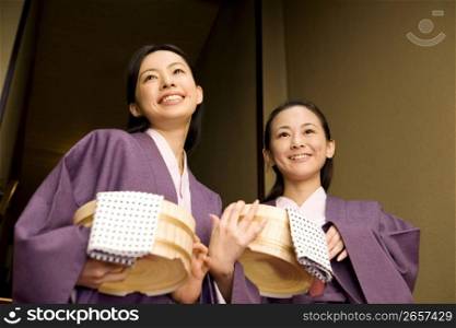Teenage girls in Japanese dress