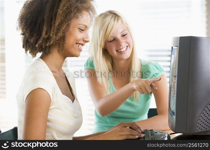 Teenage Girls Using Desktop Computer