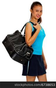 Teenager Carrying A Sports Bag Ready To Do Some Fitness Activities