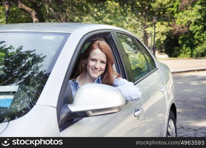 Teenager girl with car