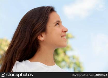 Teenager girl with looking up outdoor