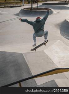 teenager having fun with skateboard