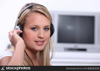 Teenager listening to music