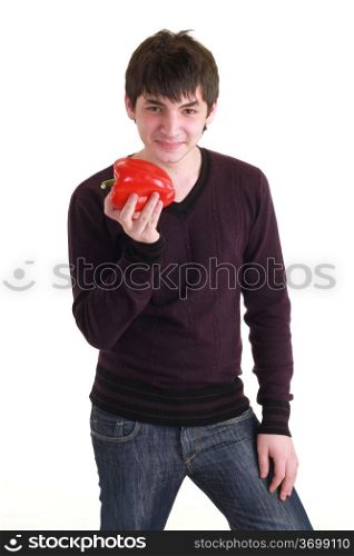teenager on white background