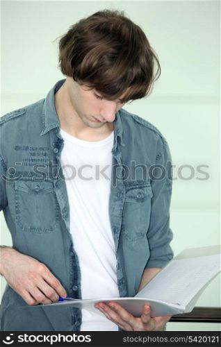Teenager revising