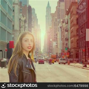 Teenager rock girl in New York street photomount. Teenager rock girl in New York street photomount Manhattan