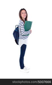 Teenager student girl isolated on a white background