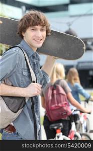 teenager with skateboard