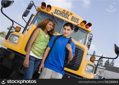 Teenagers by School Bus