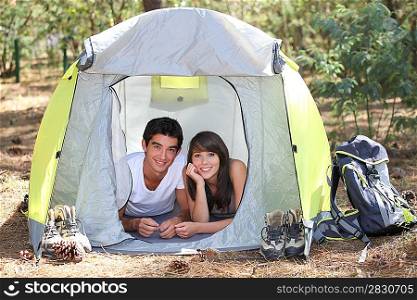 Teenagers camping