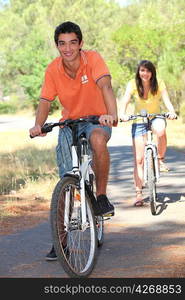 Teenagers cycling