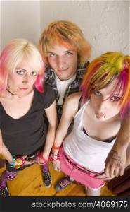 Teenagers, hair dye, piercings