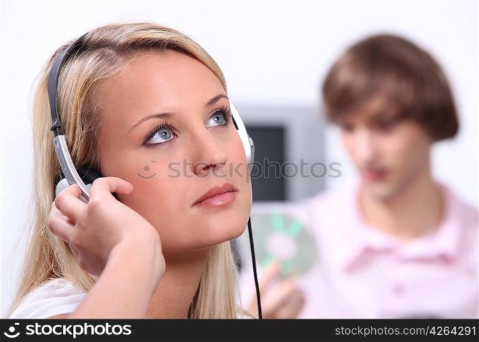 Teenagers listening to music