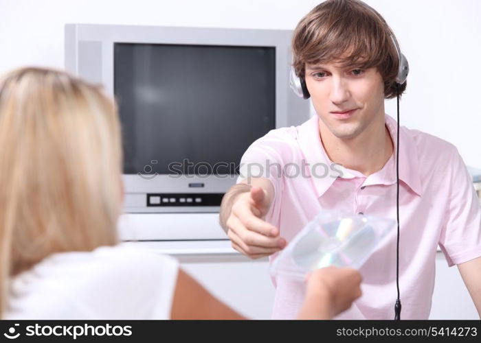 Teenagers listening to music