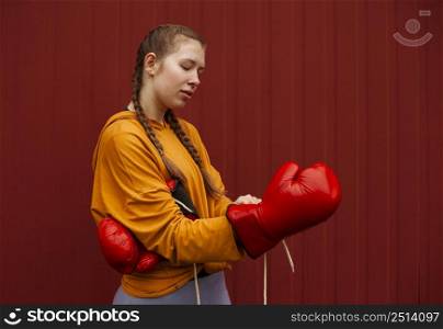 teenagers posing with boxing gloves 3
