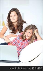 Teenagers surfing on internet