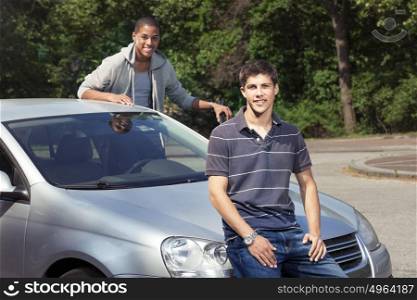 Teenagers with car