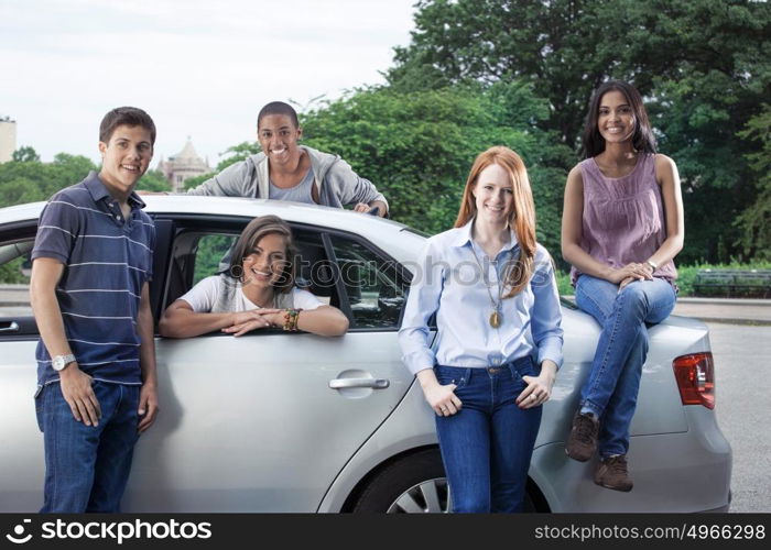 Teenagers with car