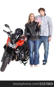 Teenagers with motorbike