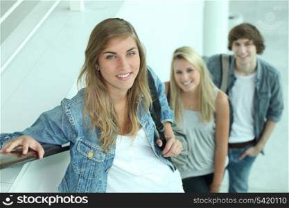 Teens in escalator