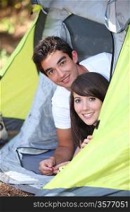 Teens in tent