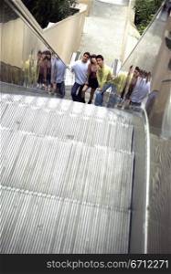 Teens on escalator