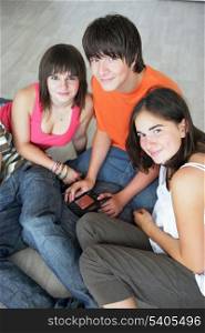 Teens with console