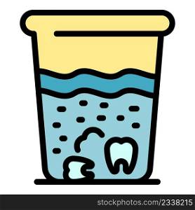 Teeth in rinse icon. Outline teeth in rinse vector icon color flat isolated. Teeth in rinse icon color outline vector