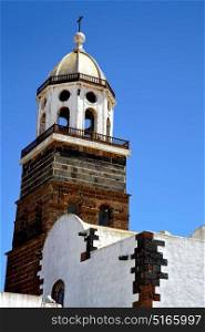 teguise lanzarote spain the old wall terrace church bell tower in arrecife