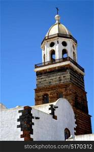 teguise lanzarote spain the old wall terrace church bell tower in arrecife