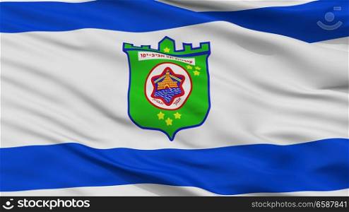 Tel Aviv City Flag, Country Israel, Closeup View. Tel Aviv City Flag, Israel, Closeup View
