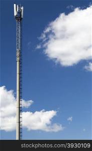 Telecom tower in sunny summer day. GSM telecom tower in sunny summer day