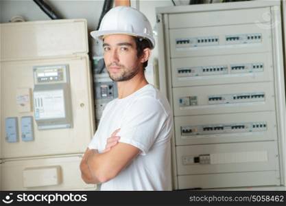 telecommunication installer posing