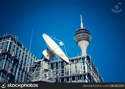 Telecommunication Satellites. TV Tower