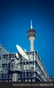 Telecommunication Satellites. TV Tower