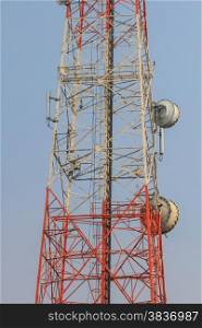 Telecommunication tower with beautiful sky background,Antennas of cellular systems