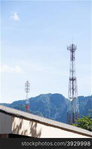 Telecommunication towers In mountain areas The area is surrounded by rugged and mountainous terrain.