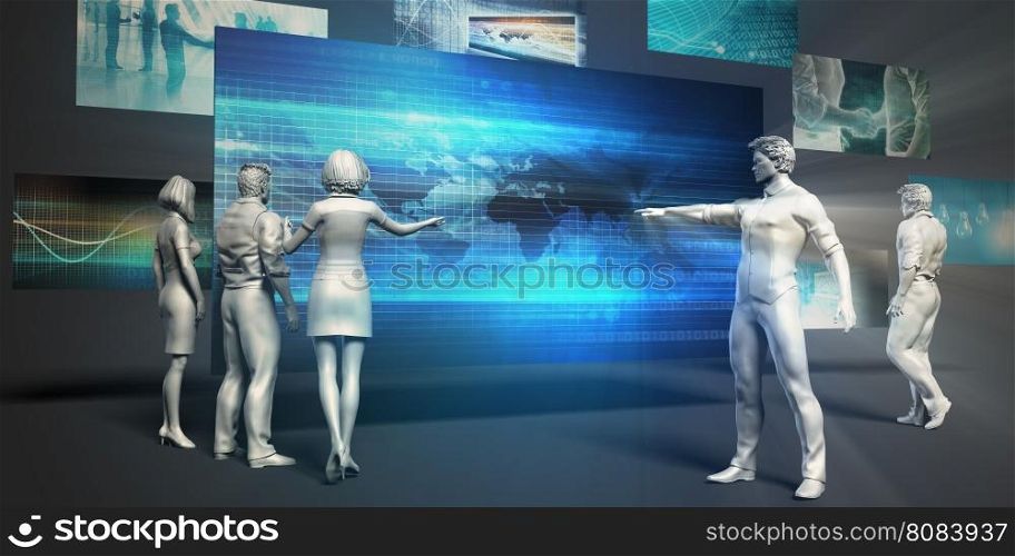 Telecommunications Network Concept with Virtual Presentation Background. Telecommunications Network