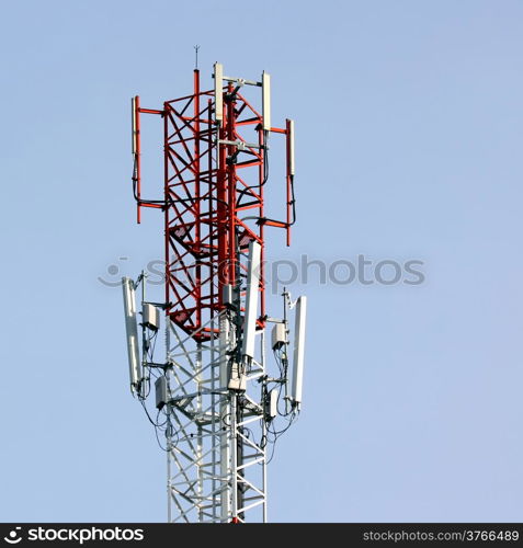 Telecommunications tower with beautiful sky