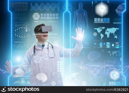 Telemedicine concept with doctor wearing VR glasses