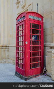 Telephone booth in the capital of Malta, Valletta