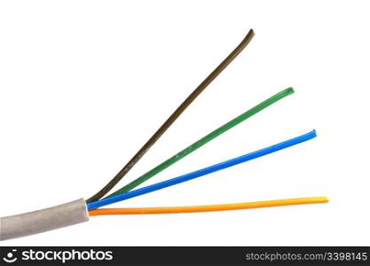 Telephone cable on white background